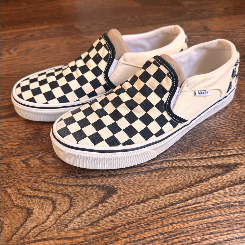 Vans Iconic Checkered Slip-On Sneakers - Black and Cream